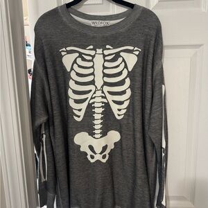 Wildfox Charcoal Skeleton Graphic Sweater